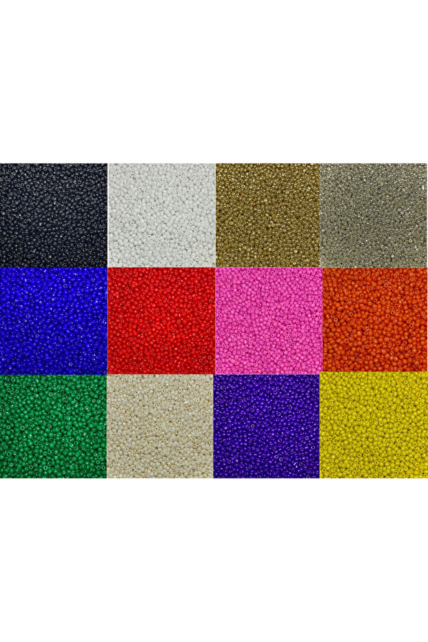 8/0 Sand Beads Set (12 Colors) 20 Grams Each, 3mm, Total 240 Grams