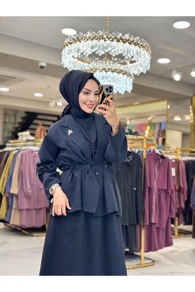 9804 Sleeveless Dress Jacket 2-Piece Set Black