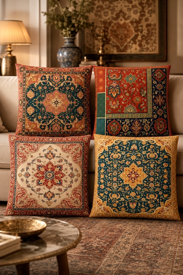 Ethnic Kilim Patterns Patterned 4-Piece Throw Pillow Cover Set