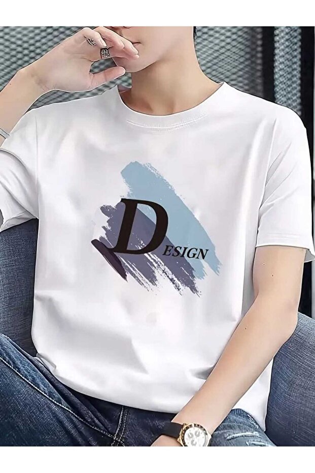 Design Minimal Graphic Printed Unisex T-Shirt – Modern Artistic Brush Stroke Men's Women's Casual Cotton Basic T-Shirt