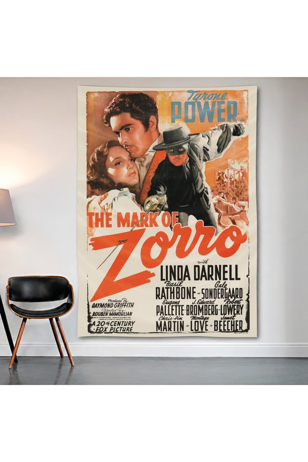 The Mark of Zorro Wall Covering Wall Tapestry First Quality Satin Fabric Poster
