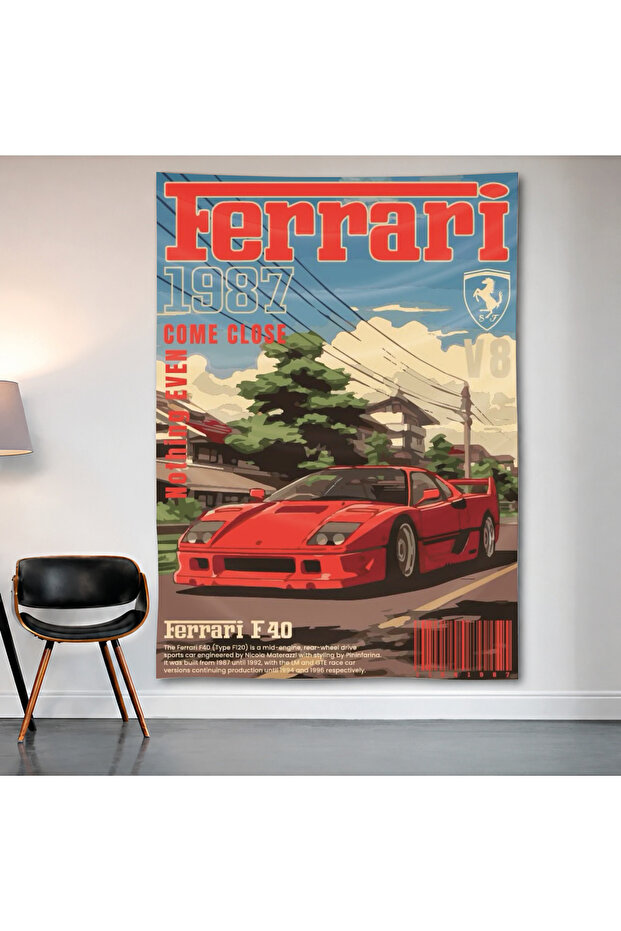 Ferrari F40 Wall Covering Wall Tapestry First Quality Satin Fabric Poster