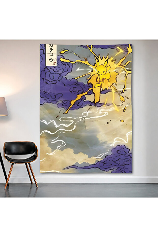 Pokémon Pikachu Wall Covering Wall Tapestry First Quality Satin Fabric Poster