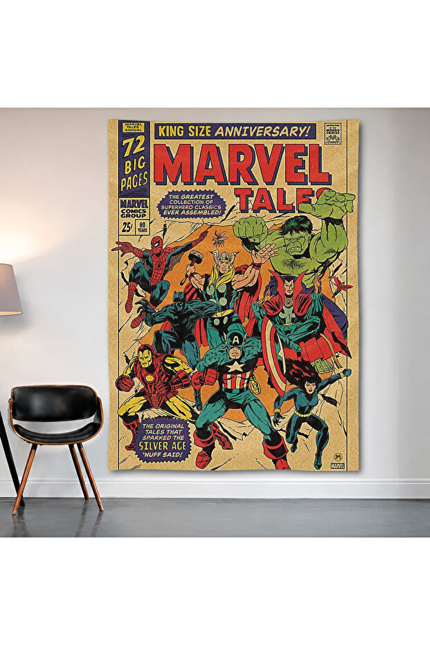 Marvel Tales Vintage Comic Wall Covering Wall Tapestry First Quality Satin Fabric Poster