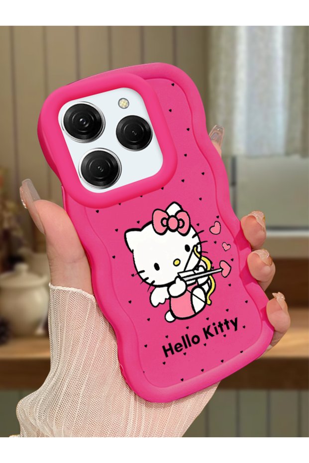 Tecno Spark 20 Pro Compatible Case Camera Protector Red Silicone Couple Phone Case Kitty Pattern