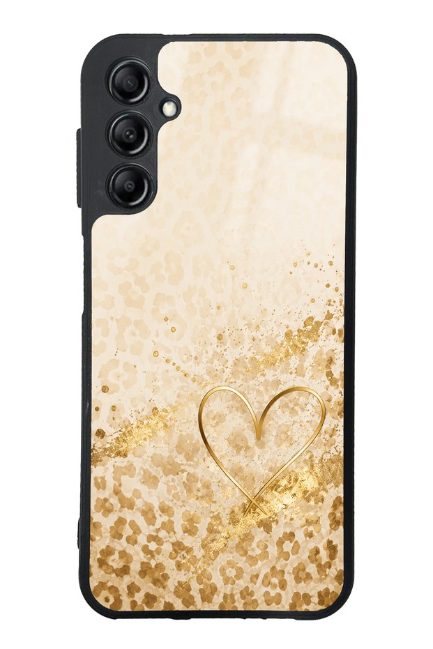 Samsung A14 Golden Heart Glow Design Glossy Phone Case