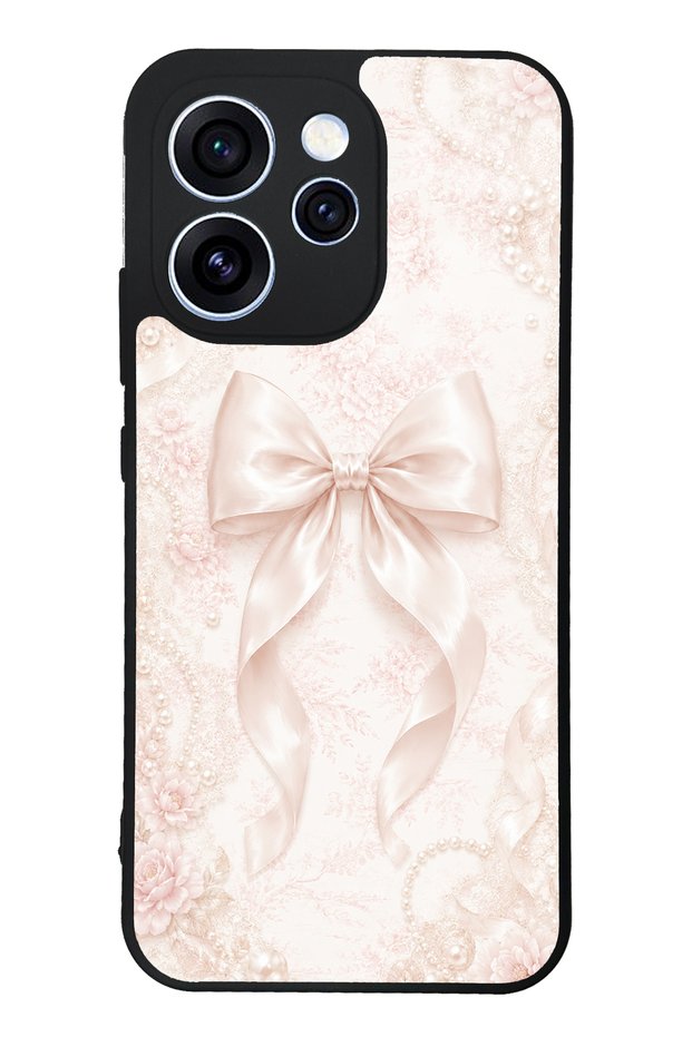 Oppo Reno 15 Pro Glossy Phone Case with Blush Pearl Bow Design