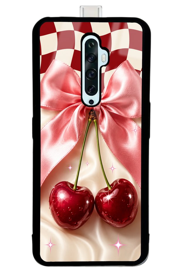 Oppo Reno 2Z Glossy Phone Case with Cherry Picnic Bow Design