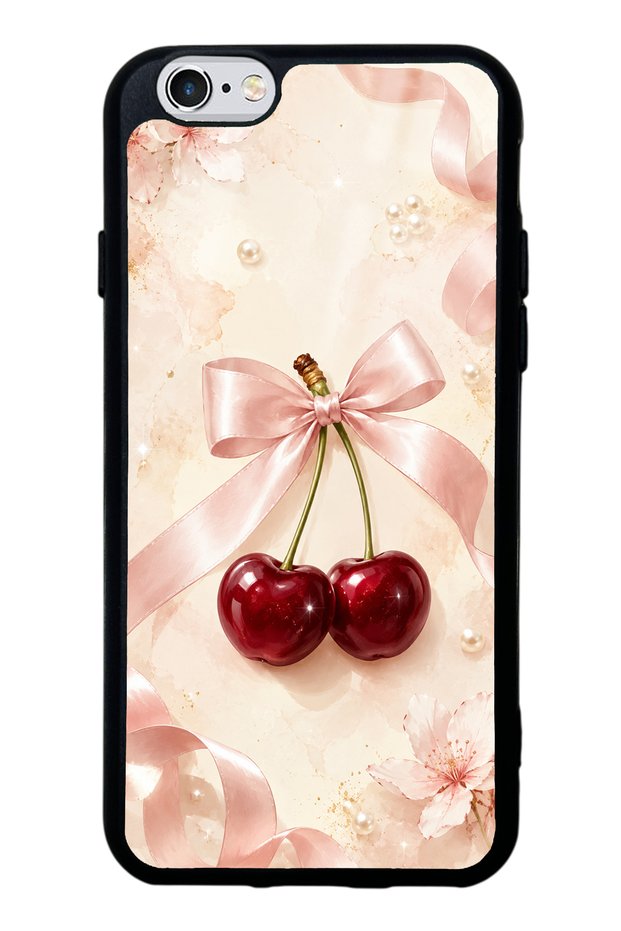 iPhone 6S Glossy Phone Case with Cherry Pearl Ribbon Design