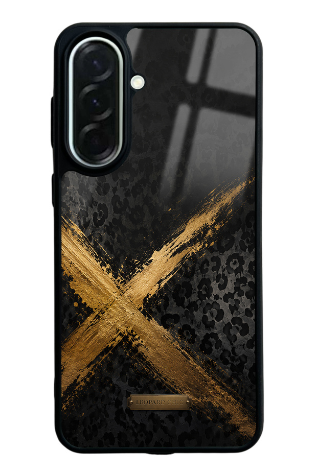Samsung A37 Golden Leopard X Design Glossy Phone Case