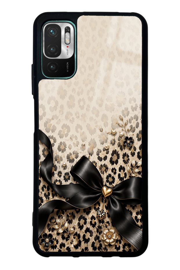 Xiaomi Redmi Note 10 5g Golden Leopard Bow Design Glossy Phone Case