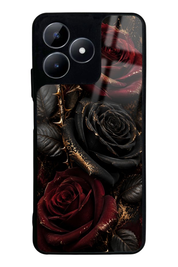 Realme C53 Obsidian Crimson Rose Design Glossy Phone Case