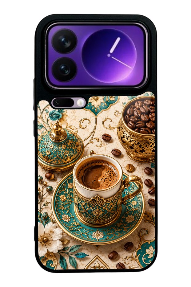 Xiaomi 17 Pro Max Glossy Phone Case with Turquoise Ottoman Coffee Design