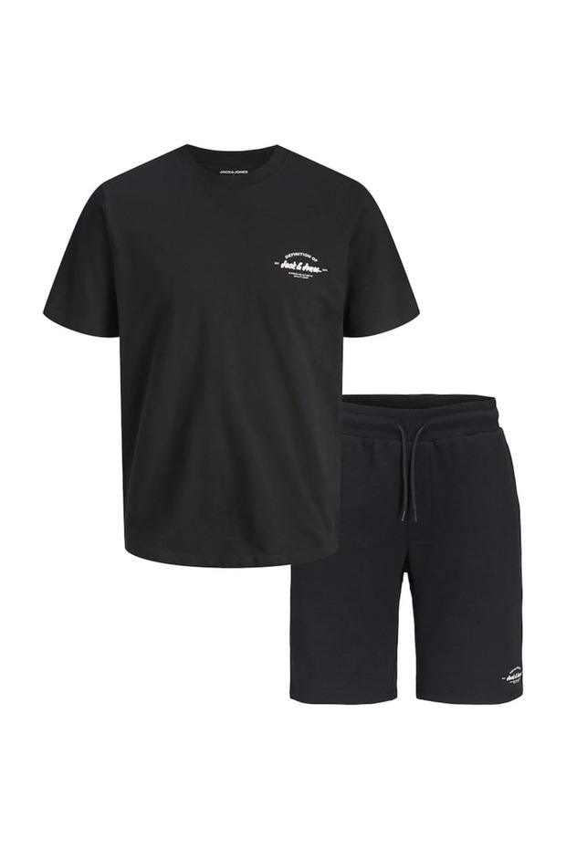 Big Size Premium Men's Black Oversize Flexible Shorts T-Shirt Bottom Top Set