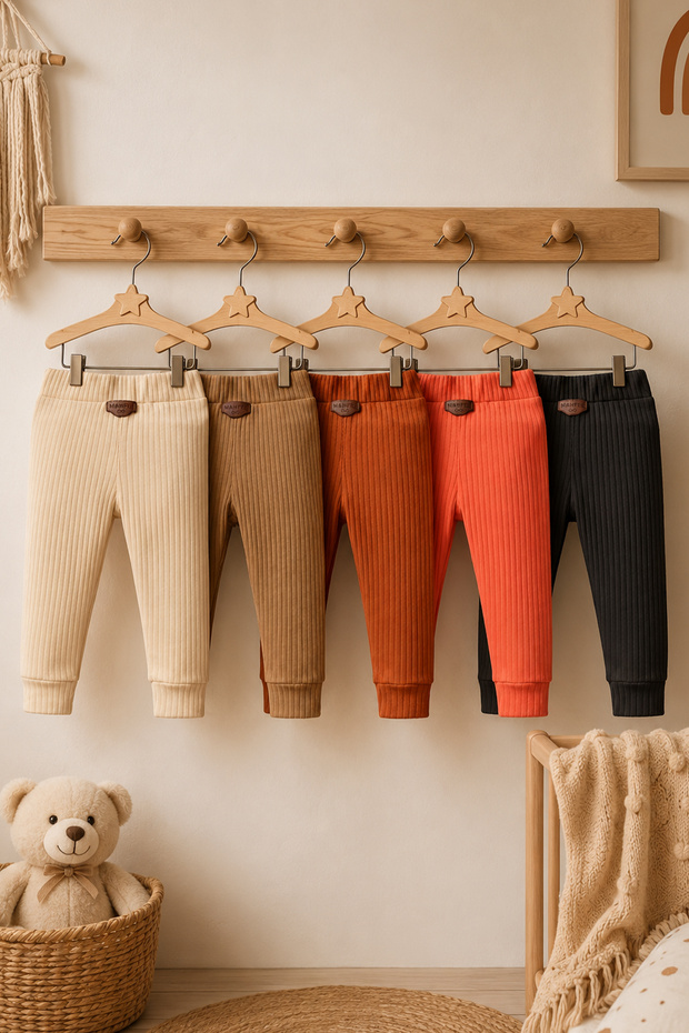 5-Pack 100% Cotton Flexible Ribbed Baby Alpine Pants Unisex
