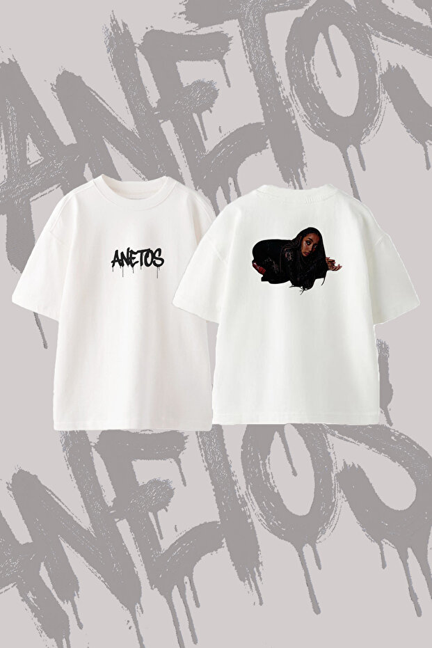 Gothic Girl Design Back Printed Cotton White Oversize T-Shirt