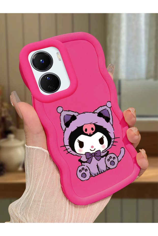 Vivo Y16 Compatible Case Camera Protector Red Silicone Couple Phone Case Kuromi Pattern