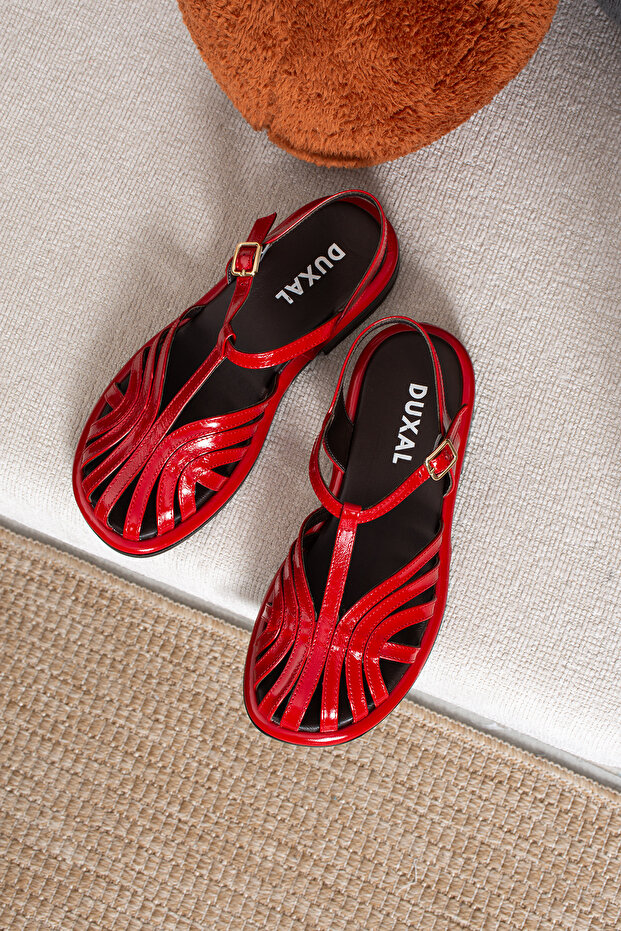 Charlotte Genuine Leather Caged T-Strap Sandals