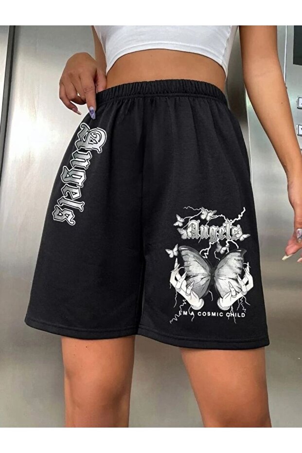 Unisex Oversize Relaxed Fit High Waist Special Design Printed Summer Shorts
