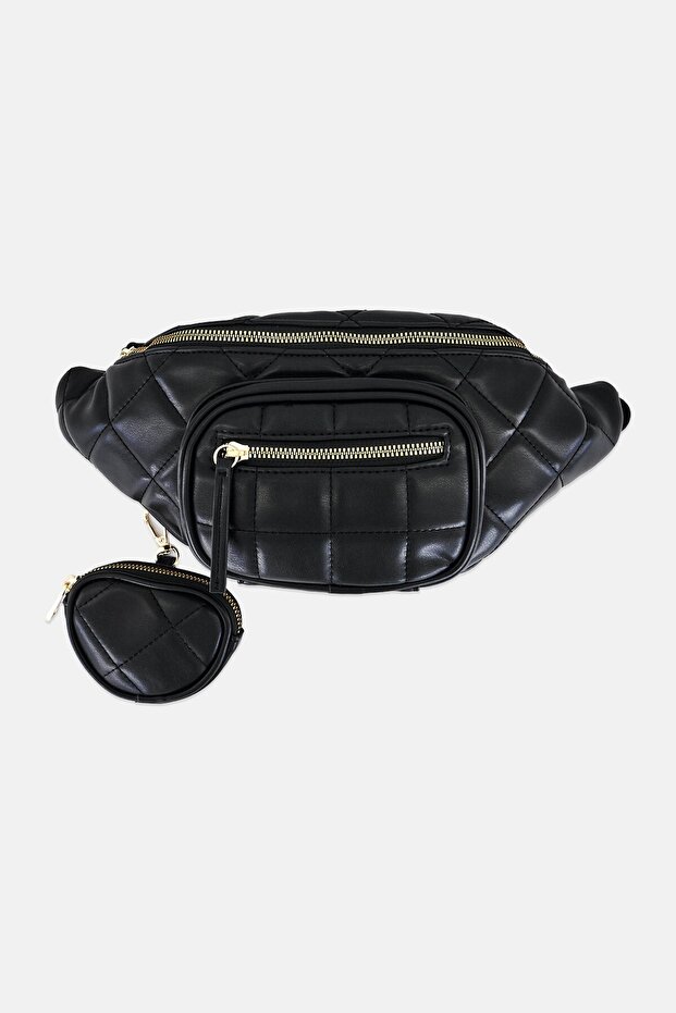 Women Brand Logo Fanny Pack With Coin Pouch, Black