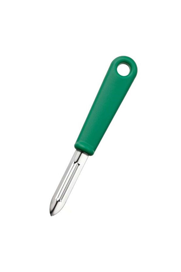 Straight Vegetable Peeler with Stainless Steel Blade, Green Handle