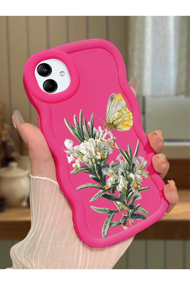 Samsung Galaxy M13 Compatible Case Camera Protector Red Silicone Couple Phone Case Butterfly Pattern