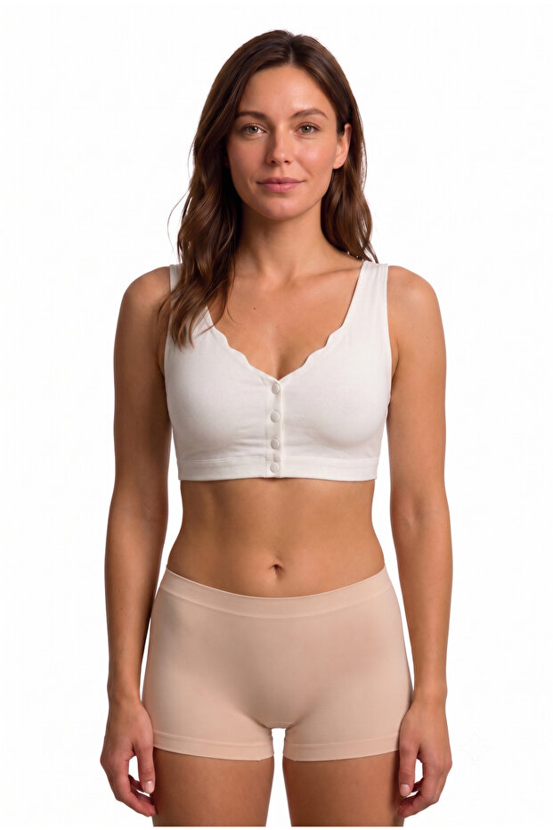 Women's Seamless Laser Cut Front Snap Gathered Bra with Wide Straps Comfortable Bustier