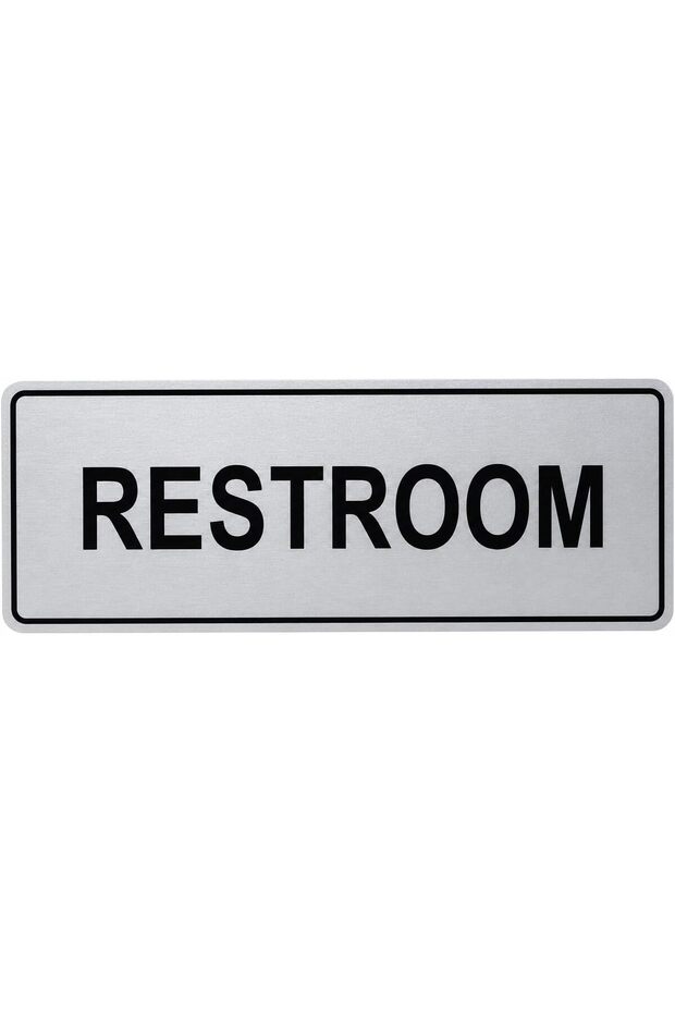 Restroom Door Sign, Self-Adhesive Silver Aluminium Name Plate | Self-Adhesive, Waterproof, Indoor Use, Easy Installation