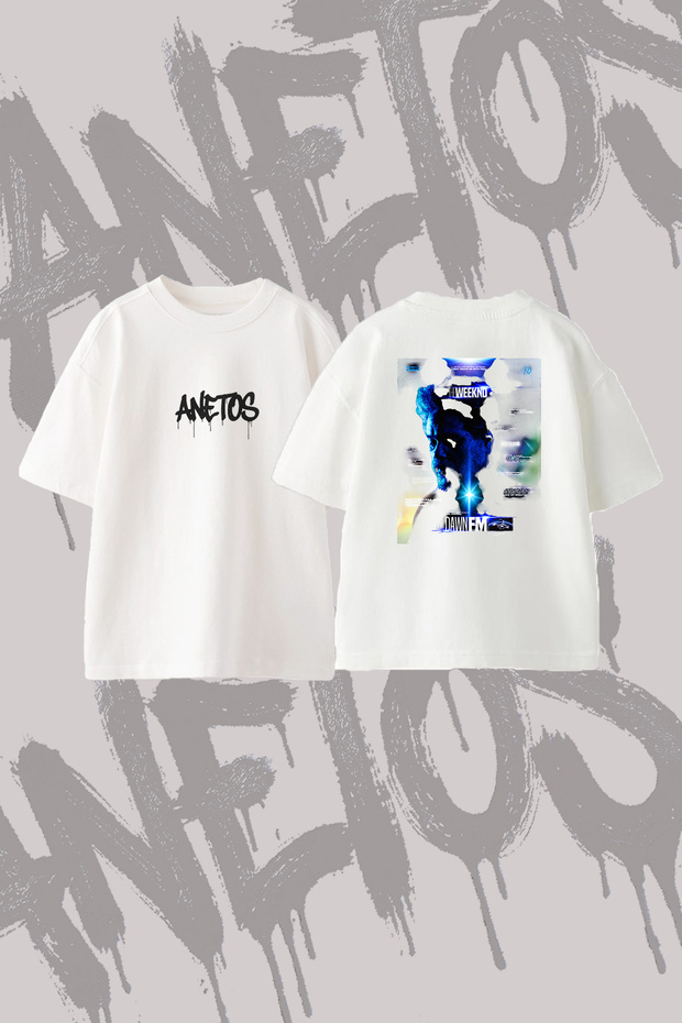 The Weeknd Dawn Fm_2 Design Back Printed Cotton White Oversize T-Shirt