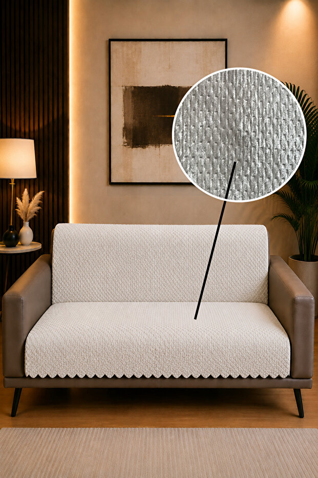 Velvet Sofa Cover Non-Slip Base Stain-Resistant Sofa Bed Couch Cover Protector Shawl Cover (White)