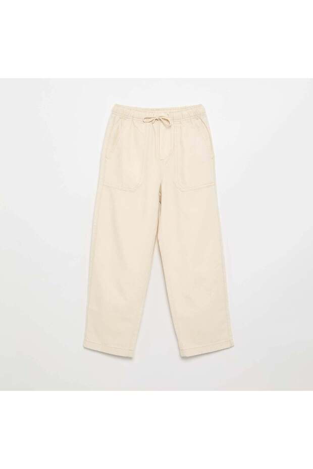 Drawstring twill trousers WHITE