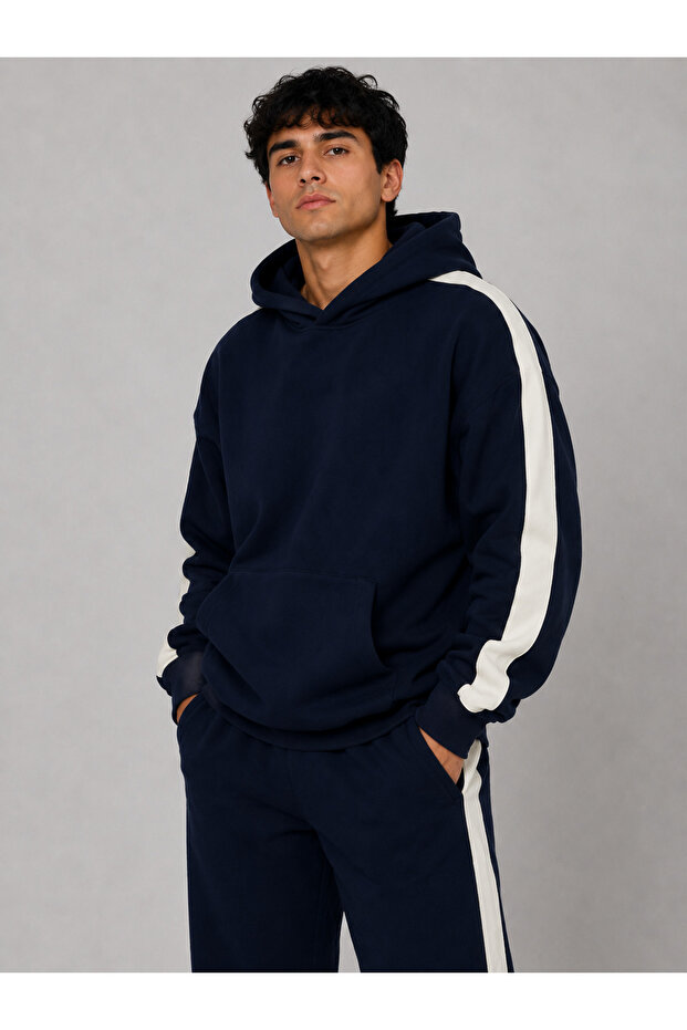Men's Striped Detsyli Hooded Pocket Sweatshirt