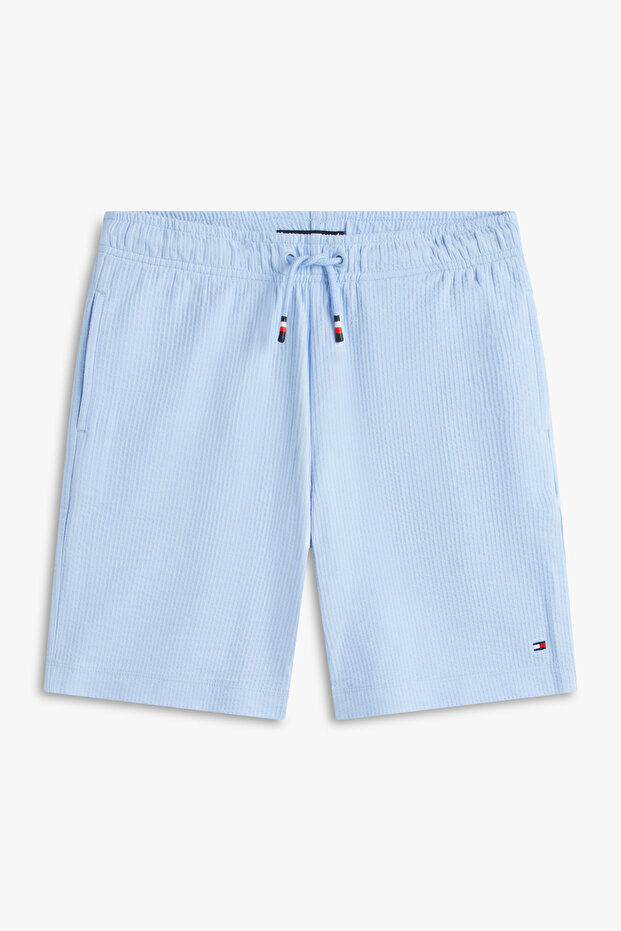 Boy's Navy Blue Jersey Seersucker Shorts