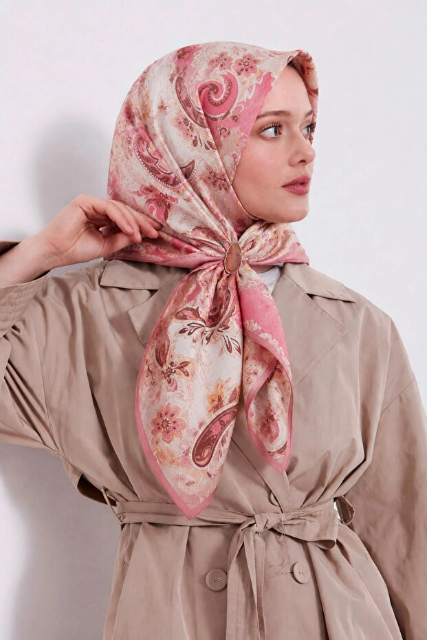 وشاح من القطن والحرير منقوش LS2203 10-إكرو-بودرا-مينك