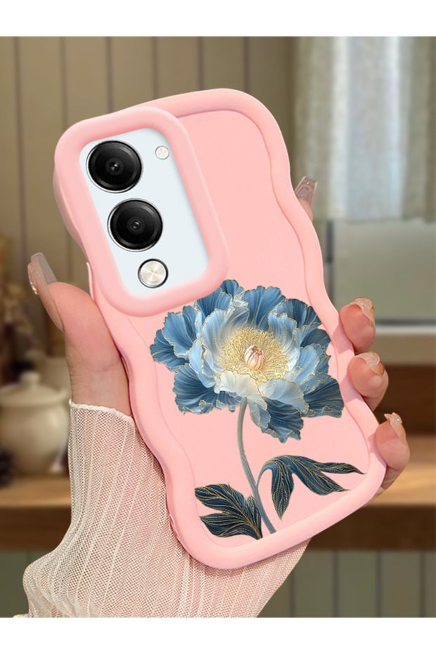Vivo Y29S Compatible Case Camera Protector Pink Silicone Couple Phone Case Floral Pattern