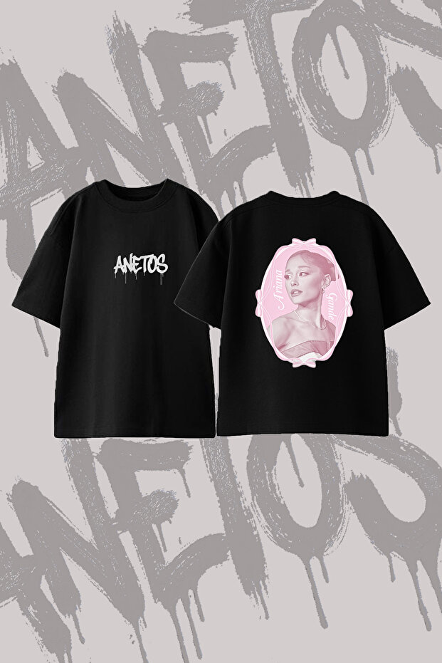 Ariana Grande_146 Design Back Printed Cotton Black Oversize T-Shirt
