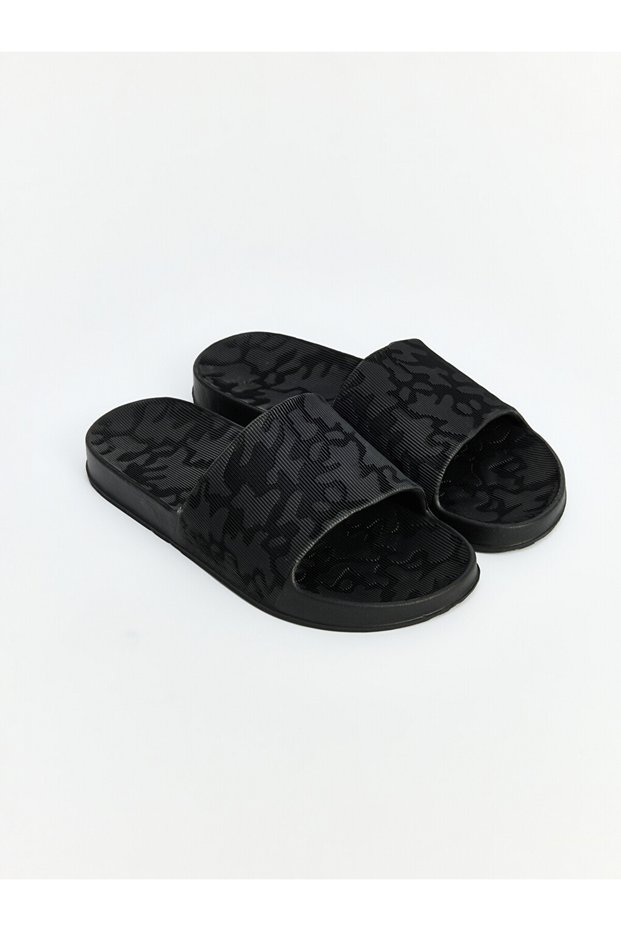 Vizyon New Season Black Single-Strap Men's Slippers