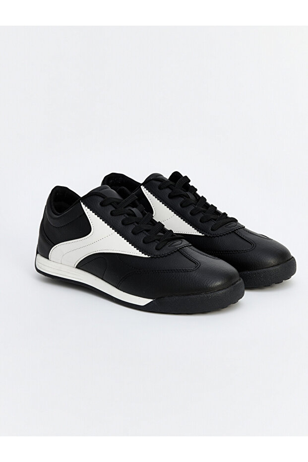 Lcw Steps Black Leather Look Men's Sports Shoes