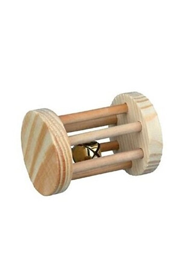 Wooden Roller with Bell for Small Pets 3.5x5cm