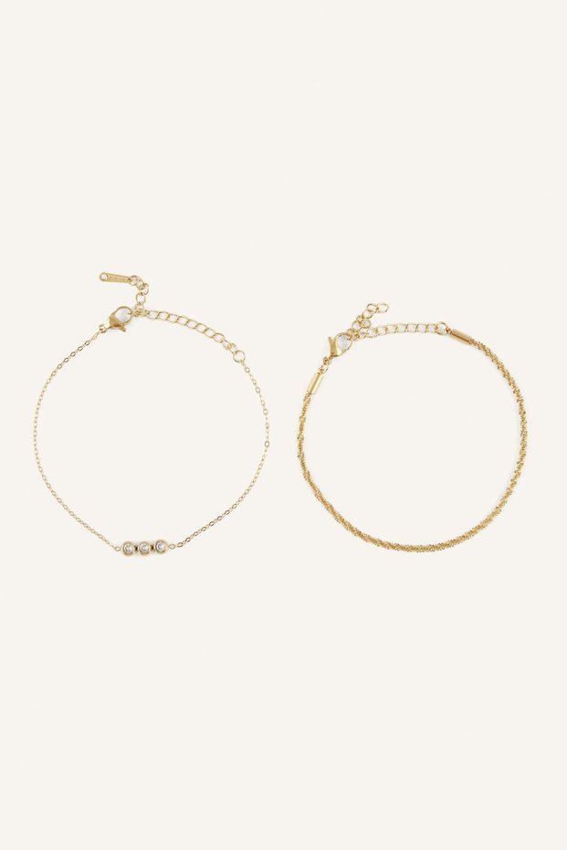 Women's Gold Color 2-Piece Steel Bracelet H2258Axns