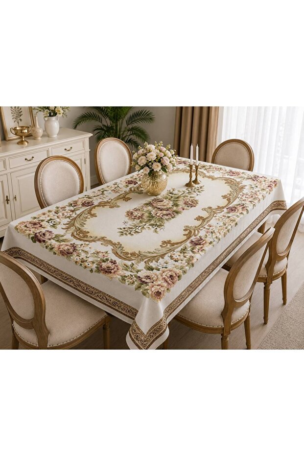 4-6 Person Tapestry Woven Floral Pattern Living Room and Dining Table Cover 140 X 180 cm