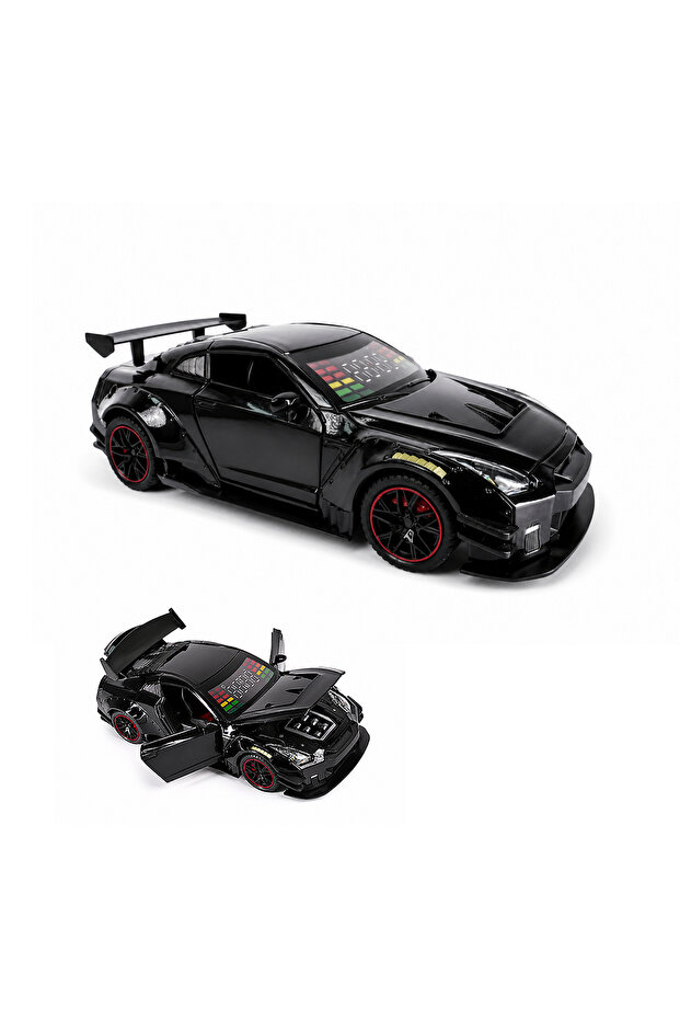 Hypercar Engine Alarm Clock Black with Light Sound & Water Mist Effects, Zinc Alloy Die-Cast Car Clock, Openable Doors & Hood, Pull Back Action, Desk Clock for Home, Office & Car Enthusiasts