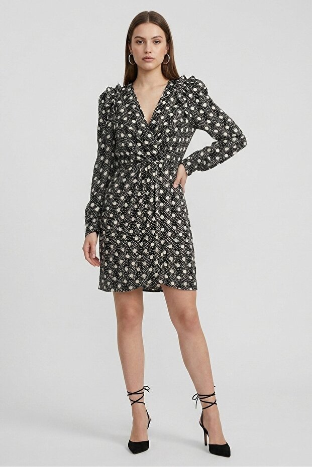 Women Roxane Polka Dot Faux Wrap Dress, Multicolor