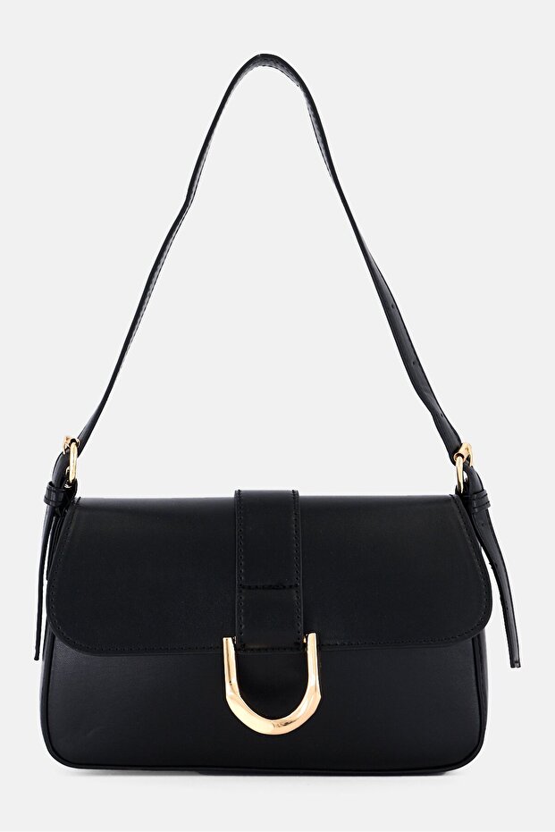 Women Solid Shoulder Bag 15 H x 22,5 L x 6,5 W Cm, Black