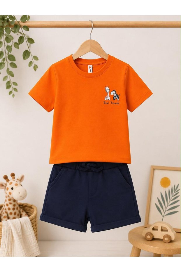 H&C 100% Cotton Kids Printed 2-Piece T-Shirt Shorts Set 1-6 Years