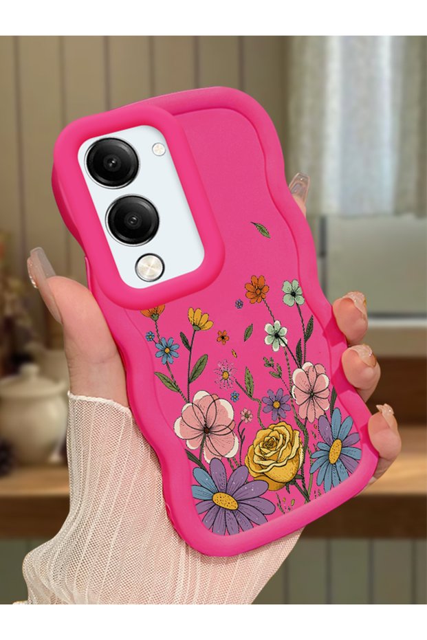 Vivo Y04S Compatible Case Camera Protector Red Silicone Couple Phone Case Floral Pattern