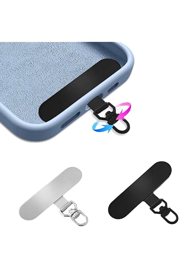 2Pcs 360° Rotatable Phone Tether Tab, Universal Lanyard Patch Anti-Lost Attachment with Metal Ring,