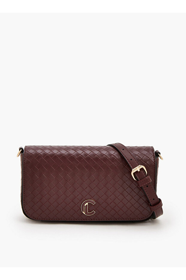 Woven Textured Crossbody Bag with Button Closure