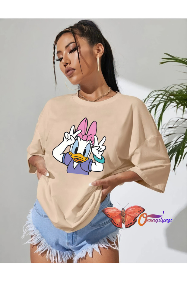 تي شيرت قطني مطبوع بتصميم ديك تاساريم كبير الحجم