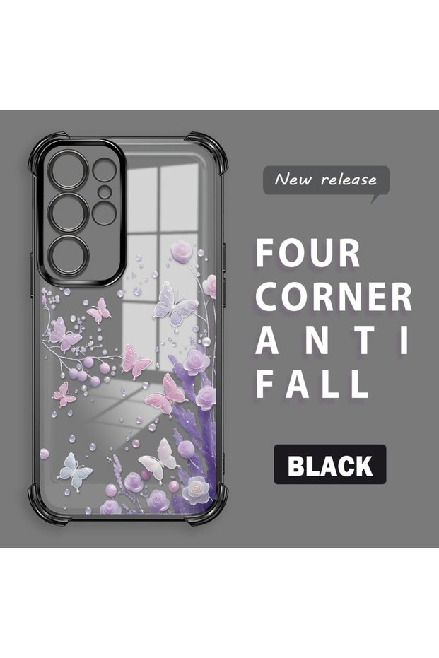 Samsung Galaxy S22 Ultra Compatible Transparent Back Four Corners Reinforced Impact Protection Silicone Case